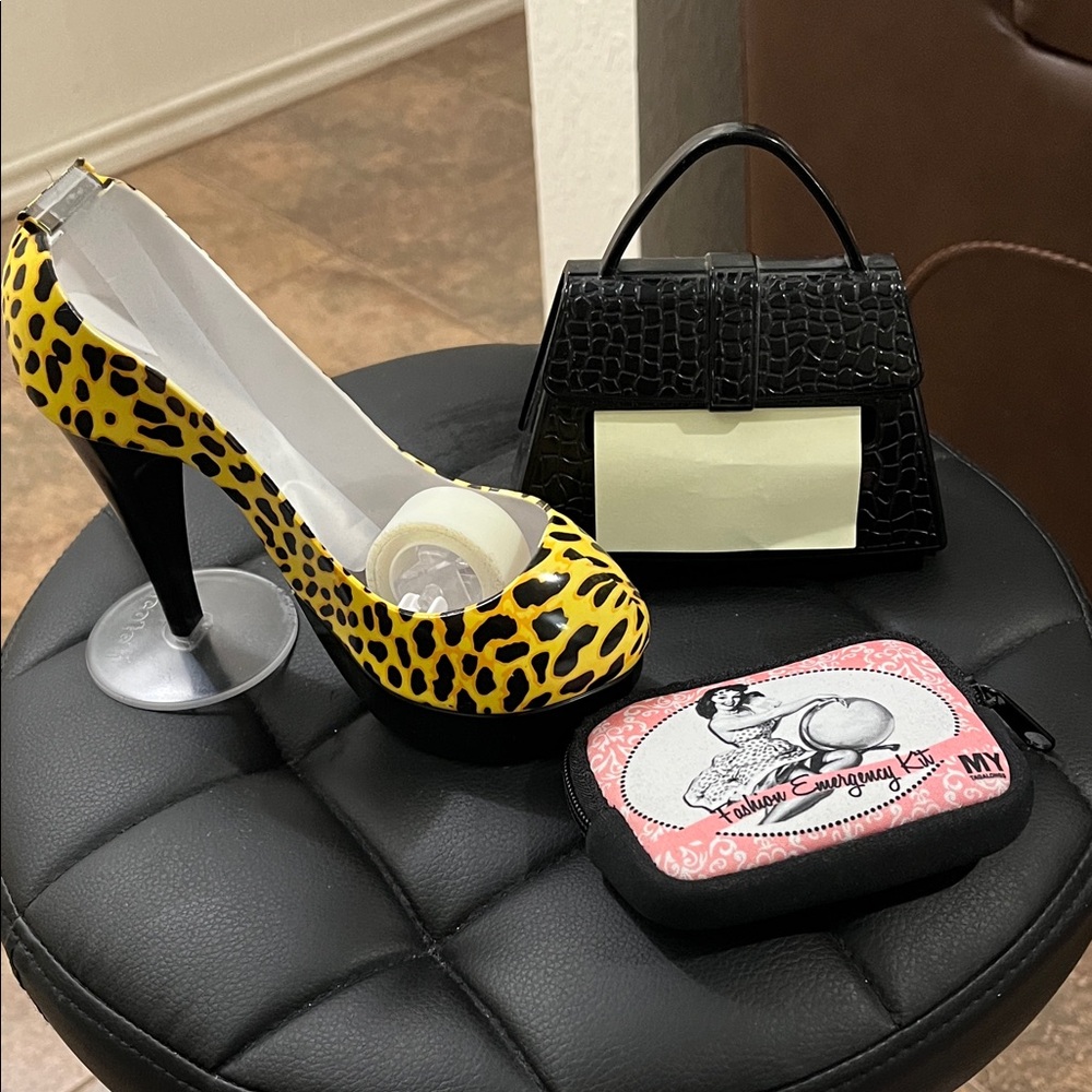 Yellow Leopard Print Heels and Black Croc-Embossed Handbag
